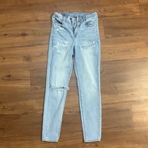 American eagle hi waisted ripped jeans